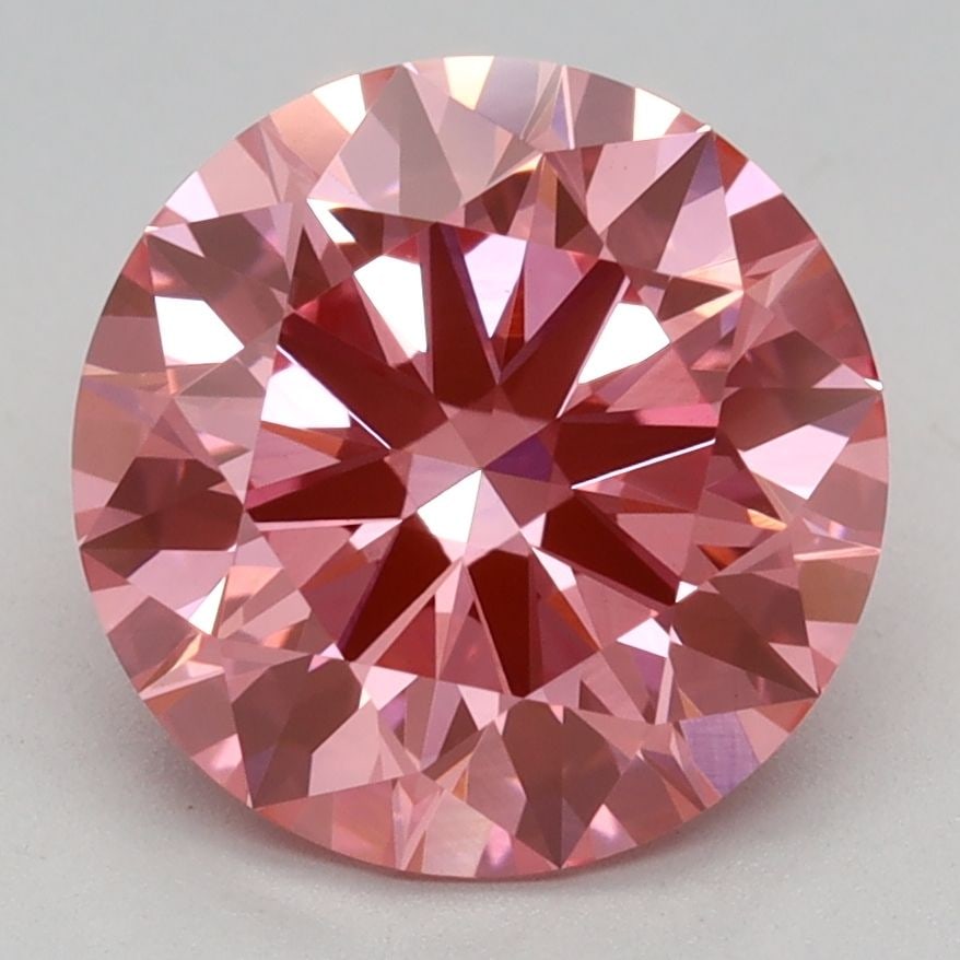 Ideal Loose Diamond - ROUND 2.53ct Fancy Vivid Pink VS1: Ideal Loose Diamond - ROUND 2.53ct Fancy Vivid Pink VS1 Source: This is a real non-mined Diamond that has been grown in a lab Shape: ROUND Carats: 2.53 Color: Fancy Vivid Pink Certification: IGI Video