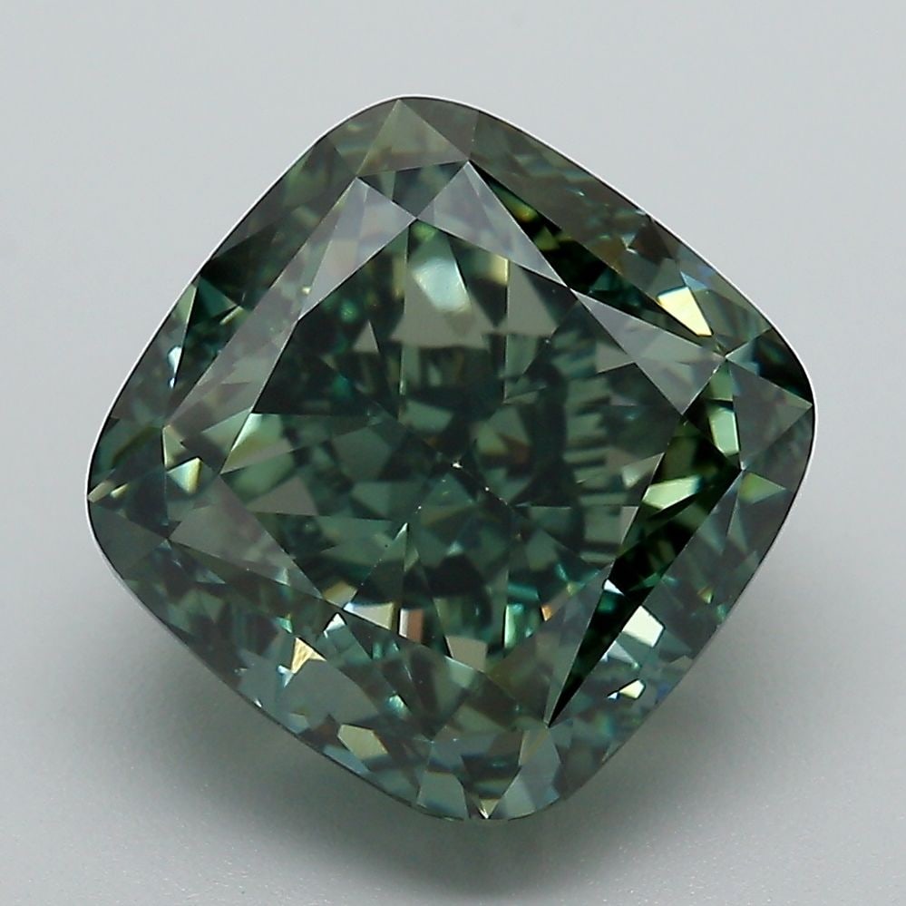 Loose Diamond - CUSHION MODIFIED 6.45ct Fancy Vivid Green VS1: Loose Diamond - CUSHION MODIFIED 6.45ct Fancy Vivid Green VS1 Source: This is a real non-mined Diamond that has been grown in a lab Shape: CUSHION MODIFIED Carats: 6.45 Color: Fancy Vivid Green Certif