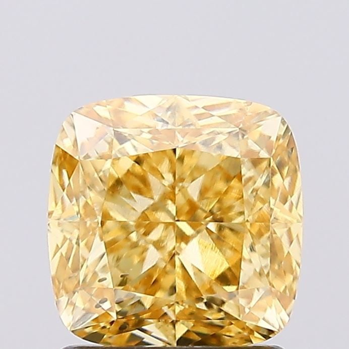 Loose Diamond - CUSHION MODIFIED 1.5ct Fancy Intense Yellow VS2: Loose Diamond - CUSHION MODIFIED 1.5ct Fancy Intense Yellow VS2 Source: This is a real non-mined Diamond that has been grown in a lab Shape: CUSHION MODIFIED Carats: 1.5 Color: Fancy Intense Yellow Ce