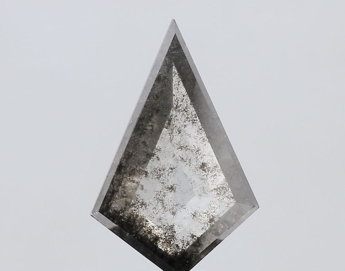 Loose Diamond - KITE 4.21ct Salt and Pepper I3: Loose Diamond - KITE 4.21ct Salt and Pepper I3 Source: This is a real non-mined Diamond that has been grown in a lab Shape: KITE Carats: 4.21 Color: Salt and Pepper Certification: NONE Video: Video