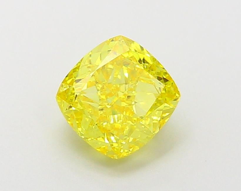 Loose Diamond - CUSHION MODIFIED 2.1ct Fancy Vivid Yellow VS1: Loose Diamond - CUSHION MODIFIED 2.1ct Fancy Vivid Yellow VS1 Source: This is a real non-mined Diamond that has been grown in a lab Shape: CUSHION MODIFIED Carats: 2.1 Color: Fancy Vivid Yellow