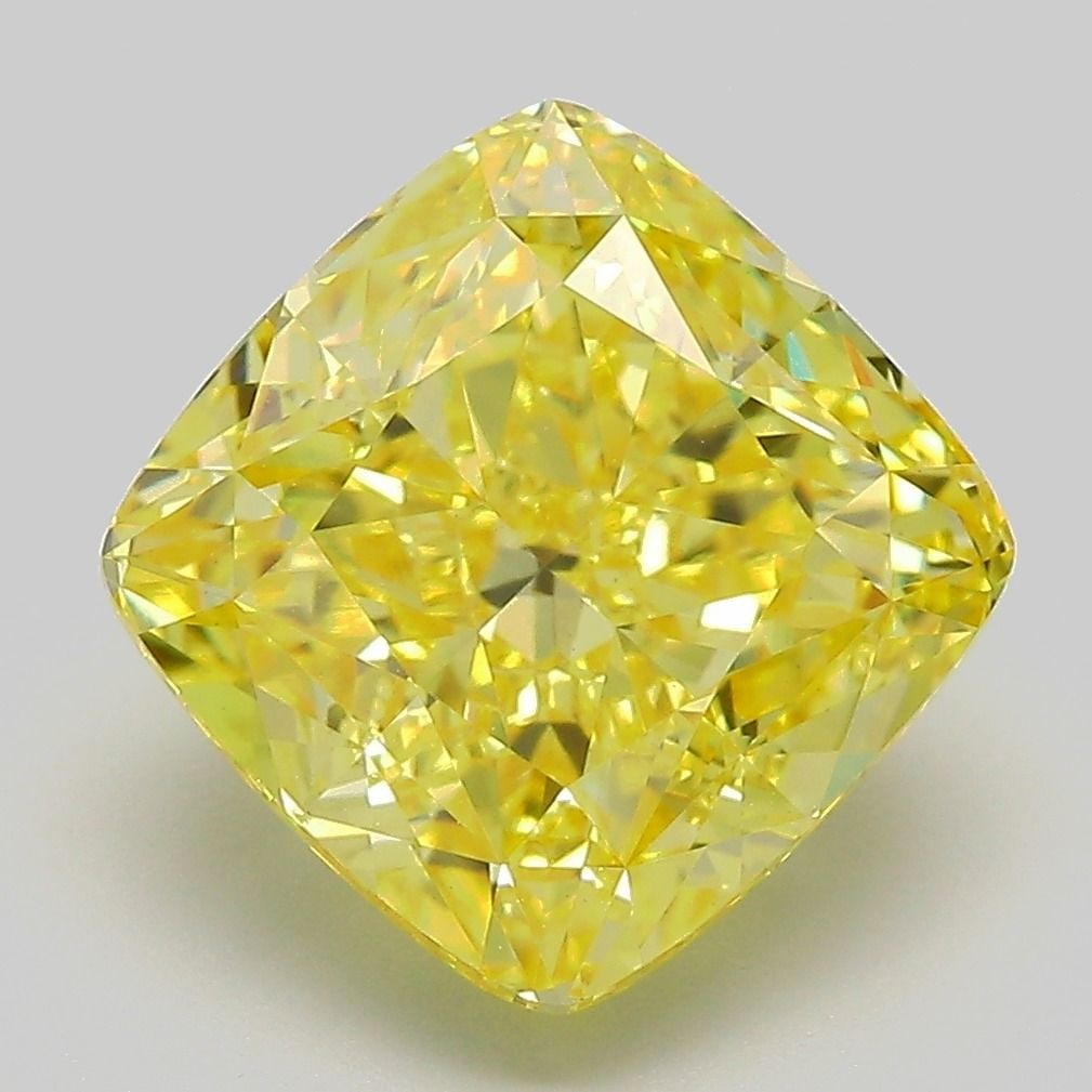 Loose Diamond - CUSHION MODIFIED 5.67ct Fancy Vivid Yellow VS1: Loose Diamond - CUSHION MODIFIED 5.67ct Fancy Vivid Yellow VS1 Source: This is a real non-mined Diamond that has been grown in a lab Shape: CUSHION MODIFIED Carats: 5.67 Color: Fancy Vivid Yellow Cert