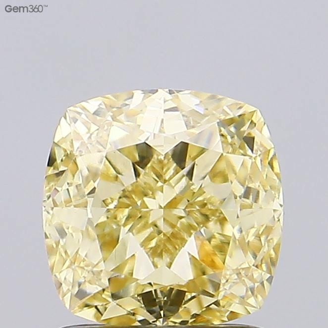 Loose Diamond - CUSHION MODIFIED 1.68ct Fancy Yellow VVS2: Loose Diamond - CUSHION MODIFIED 1.68ct Fancy Yellow VVS2 Source: This is a real non-mined Diamond that has been grown in a lab Shape: CUSHION MODIFIED Carats: 1.68 Color: Fancy Yellow Certification: 