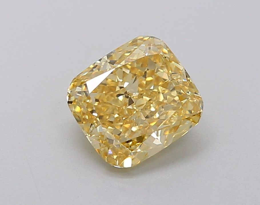 Loose Diamond - CUSHION BRILLIANT 1.29ct Fancy Intense Yellow VS1: Loose Diamond - CUSHION BRILLIANT 1.29ct Fancy Intense Yellow VS1 Source: This is a real non-mined Diamond that has been grown in a lab Shape: CUSHION BRILLIANT Carats: 1.29 Color: Fancy Intense Yello