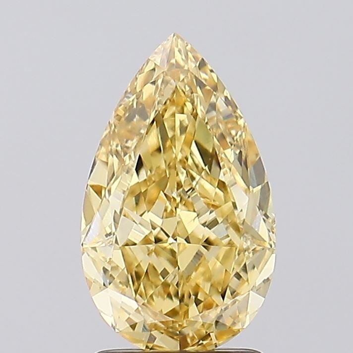 Loose Diamond - PEAR 2.08ct Fancy Vivid Yellow VS2: Loose Diamond - PEAR 2.08ct Fancy Vivid Yellow VS2 Source: This is a real non-mined Diamond that has been grown in a lab Shape: PEAR Carats: 2.08 Color: Fancy Vivid Yellow Certification: IGI Video: