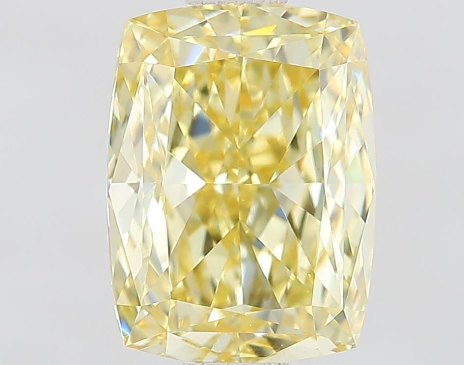 Loose Diamond - CUSHION MODIFIED 1.51ct Fancy Yellow VVS2: Loose Diamond - CUSHION MODIFIED 1.51ct Fancy Yellow VVS2 Source: This is a real non-mined Diamond that has been grown in a lab Shape: CUSHION MODIFIED Carats: 1.51 Color: Fancy Yellow Certification: 
