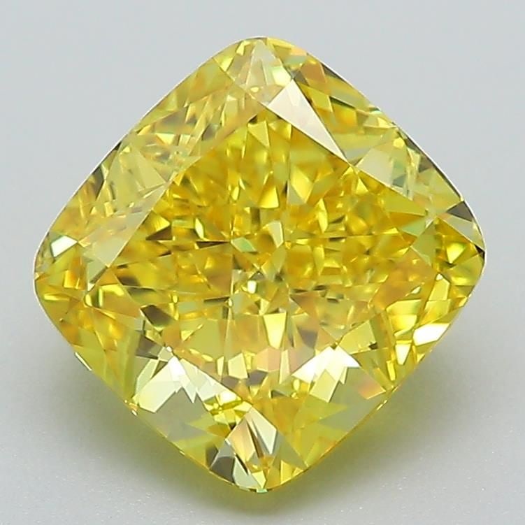 Loose Diamond - CUSHION MODIFIED 2.7ct Fancy Vivid Yellow VVS2: Loose Diamond - CUSHION MODIFIED 2.7ct Fancy Vivid Yellow VVS2 Source: This is a real non-mined Diamond that has been grown in a lab Shape: CUSHION MODIFIED Carats: 2.7 Color: Fancy Vivid Yellow Certi