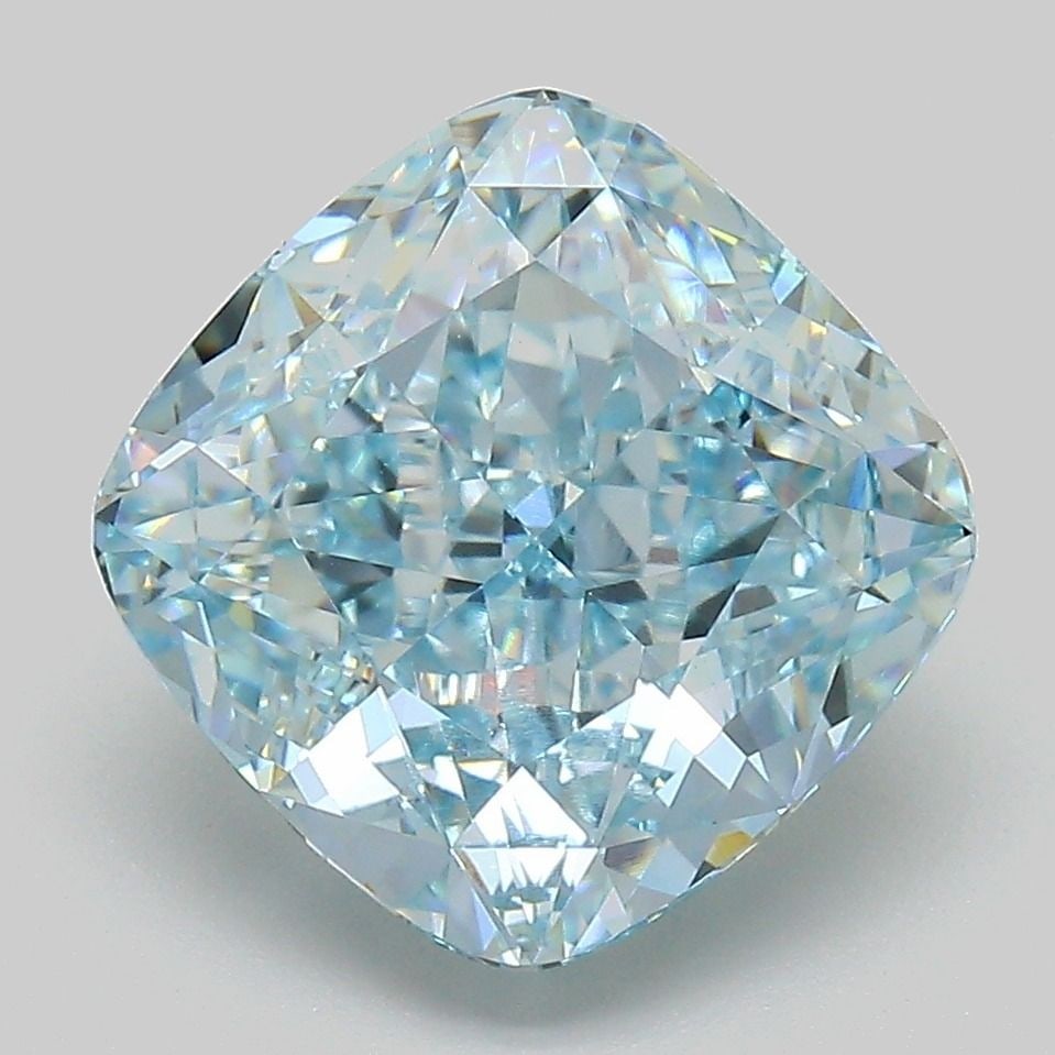 Loose Diamond - CUSHION MODIFIED 5.15ct Fancy Intense Green Blue VVS2: Loose Diamond - CUSHION MODIFIED 5.15ct Fancy Intense Green Blue VVS2 Source: This is a real non-mined Diamond that has been grown in a lab Shape: CUSHION MODIFIED Carats: 5.15 Color: Fancy Intense Gr