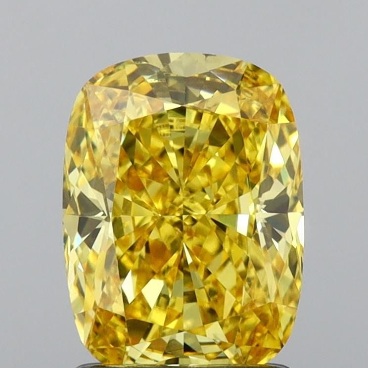Loose Diamond - CUSHION BRILLIANT 1.63ct Fancy Vivid Yellow VS1: Loose Diamond - CUSHION BRILLIANT 1.63ct Fancy Vivid Yellow VS1 Source: This is a real non-mined Diamond that has been grown in a lab Shape: CUSHION BRILLIANT Carats: 1.63 Color: Fancy Vivid Yellow Ce