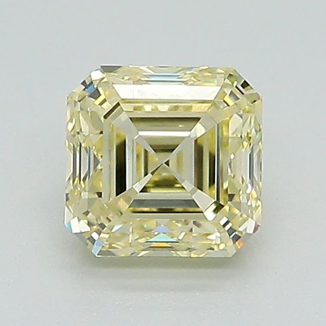 Loose Diamond - ASSCHER 1.06ct Fancy Light Yellow VS1: Loose Diamond - ASSCHER 1.06ct Fancy Light Yellow VS1 Source: This is a real non-mined Diamond that has been grown in a lab Shape: ASSCHER Carats: 1.06 Color: Fancy Light Yellow Certification: IGI Vid