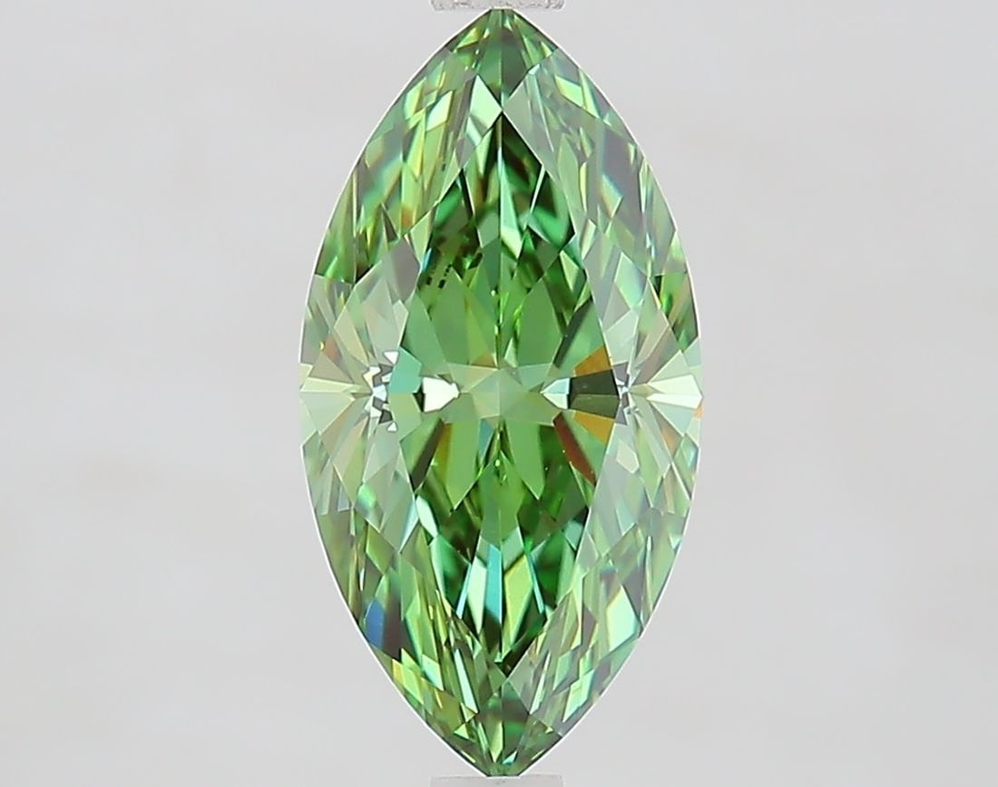 Loose Diamond - MARQUISE 2.1ct Fancy Vivid Green VVS1: Loose Diamond - MARQUISE 2.1ct Fancy Vivid Green VVS1 Source: This is a real non-mined Diamond that has been grown in a lab Shape: MARQUISE Carats: 2.1 Color: Fancy Vivid Green Certification: IGI Vide