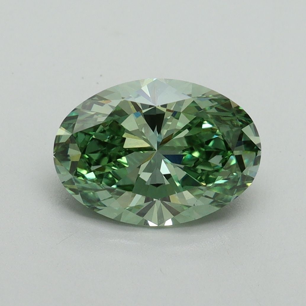 Loose Diamond - OVAL 1.69ct Fancy Vivid Green VS1: Loose Diamond - OVAL 1.69ct Fancy Vivid Green VS1 Source: This is a real non-mined Diamond that has been grown in a lab Shape: OVAL Carats: 1.69 Color: Fancy Vivid Green Certification: IGI Video: