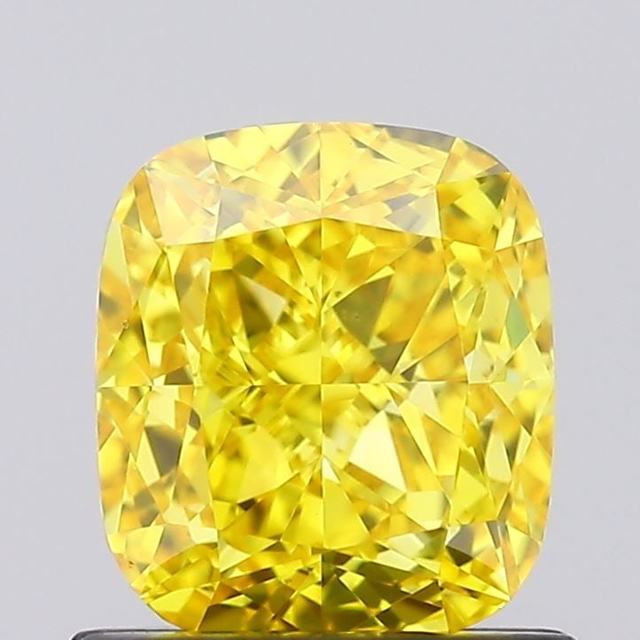 Loose Diamond - CUSHION MODIFIED 1.11ct Fancy Vivid Yellow VVS2: Loose Diamond - CUSHION MODIFIED 1.11ct Fancy Vivid Yellow VVS2 Source: This is a real non-mined Diamond that has been grown in a lab Shape: CUSHION MODIFIED Carats: 1.11 Color: Fancy Vivid Yellow Cer