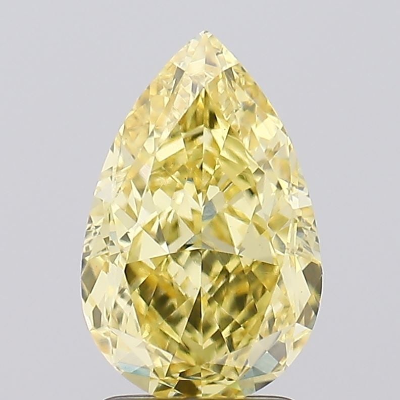 Loose Diamond - PEAR 2.52ct Fancy Intense Yellow VVS2: Loose Diamond - PEAR 2.52ct Fancy Intense Yellow VVS2 Source: This is a real non-mined Diamond that has been grown in a lab Shape: PEAR Carats: 2.52 Color: Fancy Intense Yellow Certification: IGI Vide