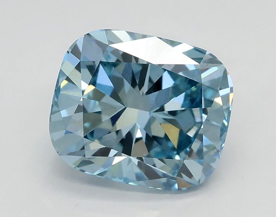 Loose Diamond - CUSHION BRILLIANT 2.01ct Fancy Intense Blue VS1: Loose Diamond - CUSHION BRILLIANT 2.01ct Fancy Intense Blue VS1 Source: This is a real non-mined Diamond that has been grown in a lab Shape: CUSHION BRILLIANT Carats: 2.01 Color: Fancy Intense Blue Ce