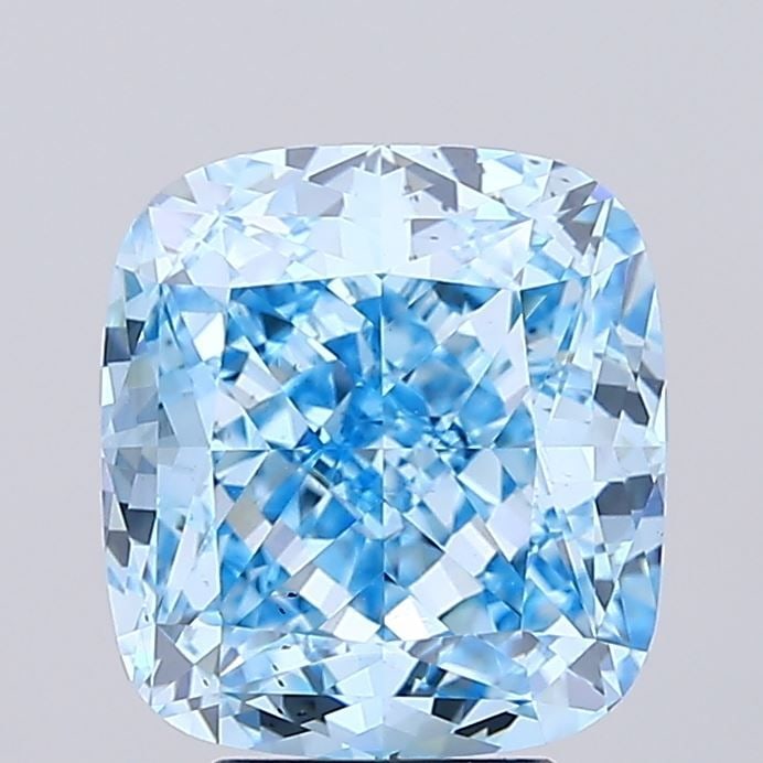 Loose Diamond - CUSHION MODIFIED 5.01ct Fancy Vivid Blue VS2: Loose Diamond - CUSHION MODIFIED 5.01ct Fancy Vivid Blue VS2 Source: This is a real non-mined Diamond that has been grown in a lab Shape: CUSHION MODIFIED Carats: 5.01 Color: Fancy Vivid Blue Certific