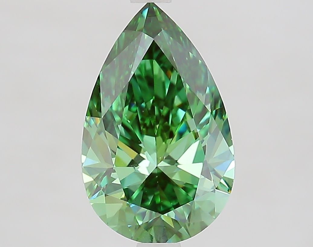Loose Diamond - PEAR 2.59ct Fancy Vivid Green VVS2: Loose Diamond - PEAR 2.59ct Fancy Vivid Green VVS2 Source: This is a real non-mined Diamond that has been grown in a lab Shape: PEAR Carats: 2.59 Color: Fancy Vivid Green Certification: IGI Video: