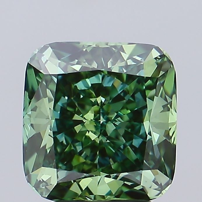 Loose Diamond - CUSHION MODIFIED 3.41ct Fancy Vivid Green VVS2: Loose Diamond - CUSHION MODIFIED 3.41ct Fancy Vivid Green VVS2 Source: This is a real non-mined Diamond that has been grown in a lab Shape: CUSHION MODIFIED Carats: 3.41 Color: Fancy Vivid Green Certi