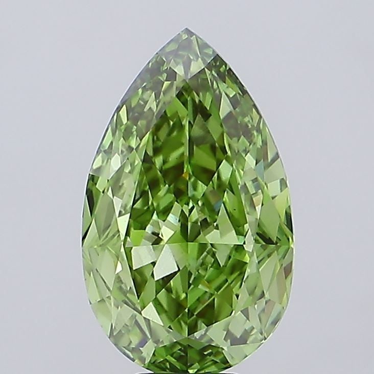 Loose Diamond - PEAR 10.54ct Fancy Vivid Green VS1: Loose Diamond - PEAR 10.54ct Fancy Vivid Green VS1 Source: This is a real non-mined Diamond that has been grown in a lab Shape: PEAR Carats: 10.54 Color: Fancy Vivid Green Certification: IGI Video: