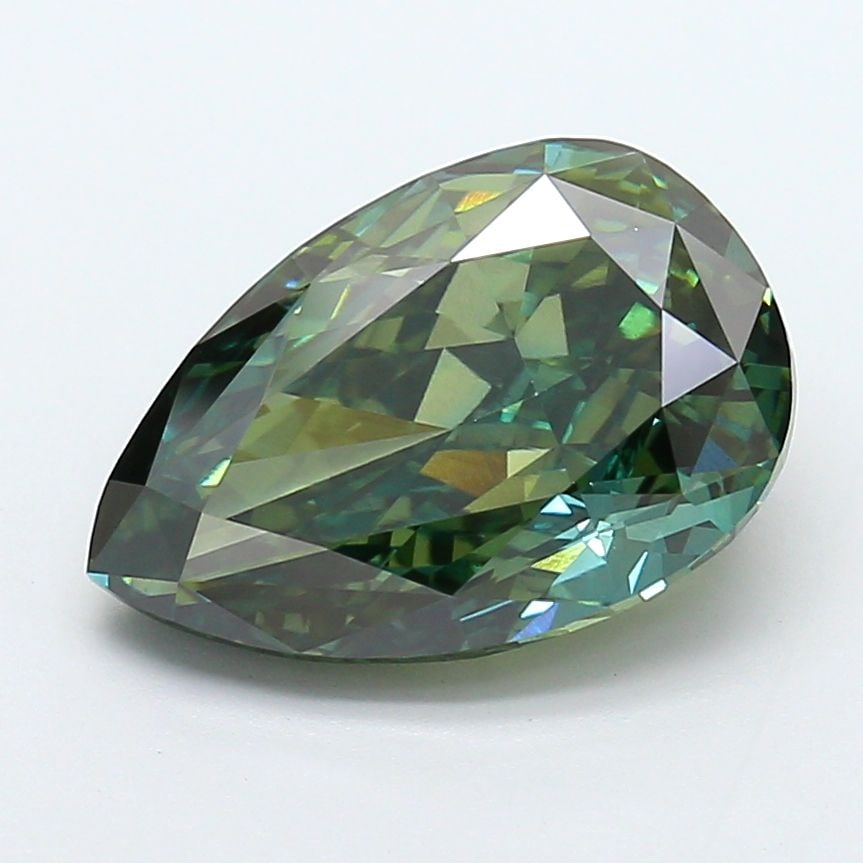 Loose Diamond - PEAR 5.13ct Fancy Vivid Green VS1: Loose Diamond - PEAR 5.13ct Fancy Vivid Green VS1 Source: This is a real non-mined Diamond that has been grown in a lab Shape: PEAR Carats: 5.13 Color: Fancy Vivid Green Certification: NONE Video: