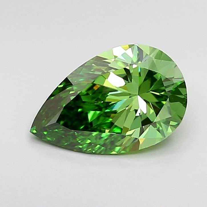 Loose Diamond - PEAR 1.28ct Fancy Vivid Green VS1: Loose Diamond - PEAR 1.28ct Fancy Vivid Green VS1 Source: This is a real non-mined Diamond that has been grown in a lab Shape: PEAR Carats: 1.28 Color: Fancy Vivid Green Certification: IGI Video: