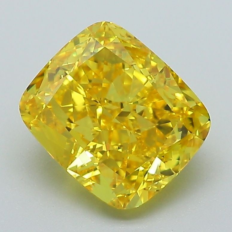 Loose Diamond - CUSHION BRILLIANT 2.4ct Fancy Vivid Yellow VVS2: Loose Diamond - CUSHION BRILLIANT 2.4ct Fancy Vivid Yellow VVS2 Source: This is a real non-mined Diamond that has been grown in a lab Shape: CUSHION BRILLIANT Carats: 2.4 Color: Fancy Vivid Yellow Cer