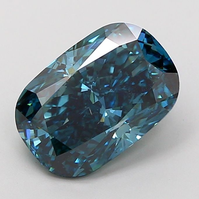 Loose Diamond - CUSHION MODIFIED 2.5ct Fancy Deep Greenish Blue VS2: Loose Diamond - CUSHION MODIFIED 2.5ct Fancy Deep Greenish Blue VS2 Source: This is a real non-mined Diamond that has been grown in a lab Shape: CUSHION MODIFIED Carats: 2.5 Color: Fancy Deep Greenish