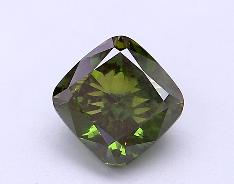 Loose Diamond - CUSHION MODIFIED 1.65ct Fancy Vivid Green VS1: Loose Diamond - CUSHION MODIFIED 1.65ct Fancy Vivid Green VS1 Source: This is a real non-mined Diamond that has been grown in a lab Shape: CUSHION MODIFIED Carats: 1.65 Color: Fancy Vivid Green Certif