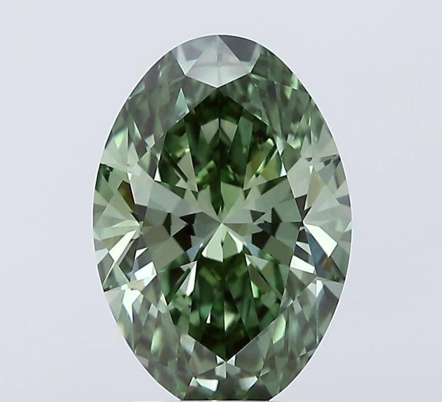 Loose Diamond - OVAL 2.52ct Fancy Vivid Green VVS2: Loose Diamond - OVAL 2.52ct Fancy Vivid Green VVS2 Source: This is a real non-mined Diamond that has been grown in a lab Shape: OVAL Carats: 2.52 Color: Fancy Vivid Green Certification: IGI Video: