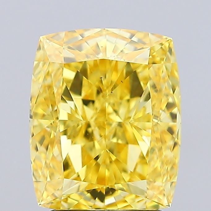 Loose Diamond - CUSHION MODIFIED 2.88ct Fancy Vivid Yellow VS2: Loose Diamond - CUSHION MODIFIED 2.88ct Fancy Vivid Yellow VS2 Source: This is a real non-mined Diamond that has been grown in a lab Shape: CUSHION MODIFIED Carats: 2.88 Color: Fancy Vivid Yellow Cert