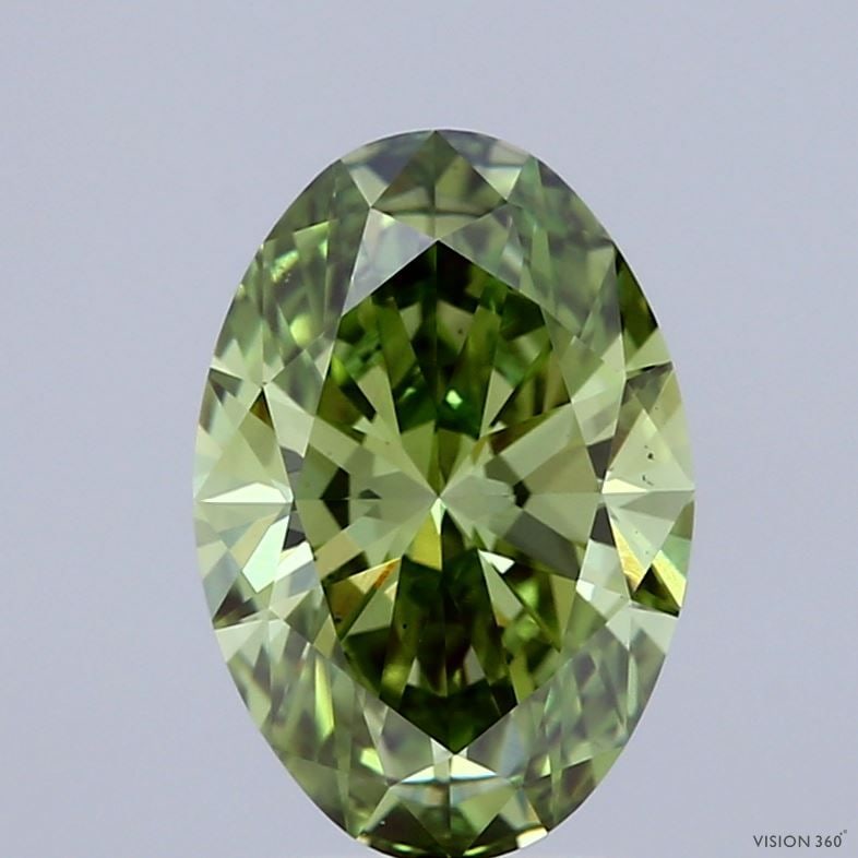 Loose Diamond - OVAL 2.01ct Fancy Vivid Green VS2: Loose Diamond - OVAL 2.01ct Fancy Vivid Green VS2 Source: This is a real non-mined Diamond that has been grown in a lab Shape: OVAL Carats: 2.01 Color: Fancy Vivid Green Certification: IGI Video: