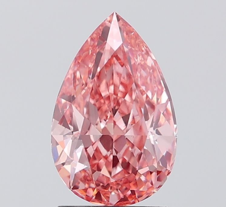 Loose Diamond - PEAR 2.03ct Fancy Vivid Pink VS2: Loose Diamond - PEAR 2.03ct Fancy Vivid Pink VS2 Source: This is a real non-mined Diamond that has been grown in a lab Shape: PEAR Carats: 2.03 Color: Fancy Vivid Pink Certification: IGI Video: