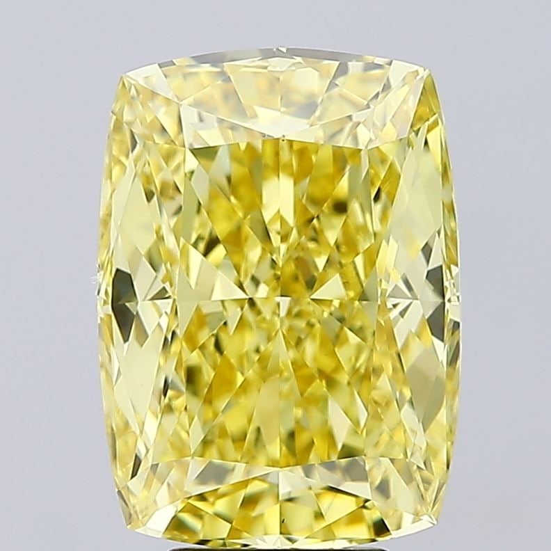 Loose Diamond - CUSHION MODIFIED 6.01ct Fancy Intense Yellow VS1: Loose Diamond - CUSHION MODIFIED 6.01ct Fancy Intense Yellow VS1 Source: This is a real non-mined Diamond that has been grown in a lab Shape: CUSHION MODIFIED Carats: 6.01 Color: Fancy Intense Yellow 