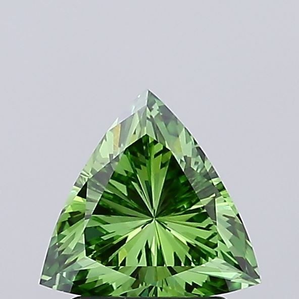 Loose Diamond - TRIANGULAR 1.27ct Fancy Vivid Green VS1: Loose Diamond - TRIANGULAR 1.27ct Fancy Vivid Green VS1 Source: This is a real non-mined Diamond that has been grown in a lab Shape: TRIANGULAR Carats: 1.27 Color: Fancy Vivid Green Certification: IGI