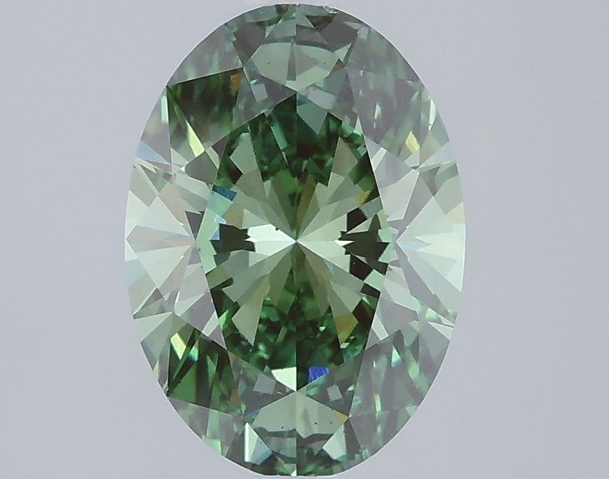 Loose Diamond - OVAL 2.03ct Fancy Vivid Green VS2: Loose Diamond - OVAL 2.03ct Fancy Vivid Green VS2 Source: This is a real non-mined Diamond that has been grown in a lab Shape: OVAL Carats: 2.03 Color: Fancy Vivid Green Certification: IGI Video: