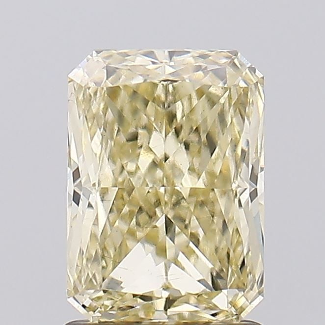 Loose Diamond - RADIANT 1.57ct Fancy Light Yellow VS1: Loose Diamond - RADIANT 1.57ct Fancy Light Yellow VS1 Source: This is a real non-mined Diamond that has been grown in a lab Shape: RADIANT Carats: 1.57 Color: Fancy Light Yellow Certification: IGI Vid