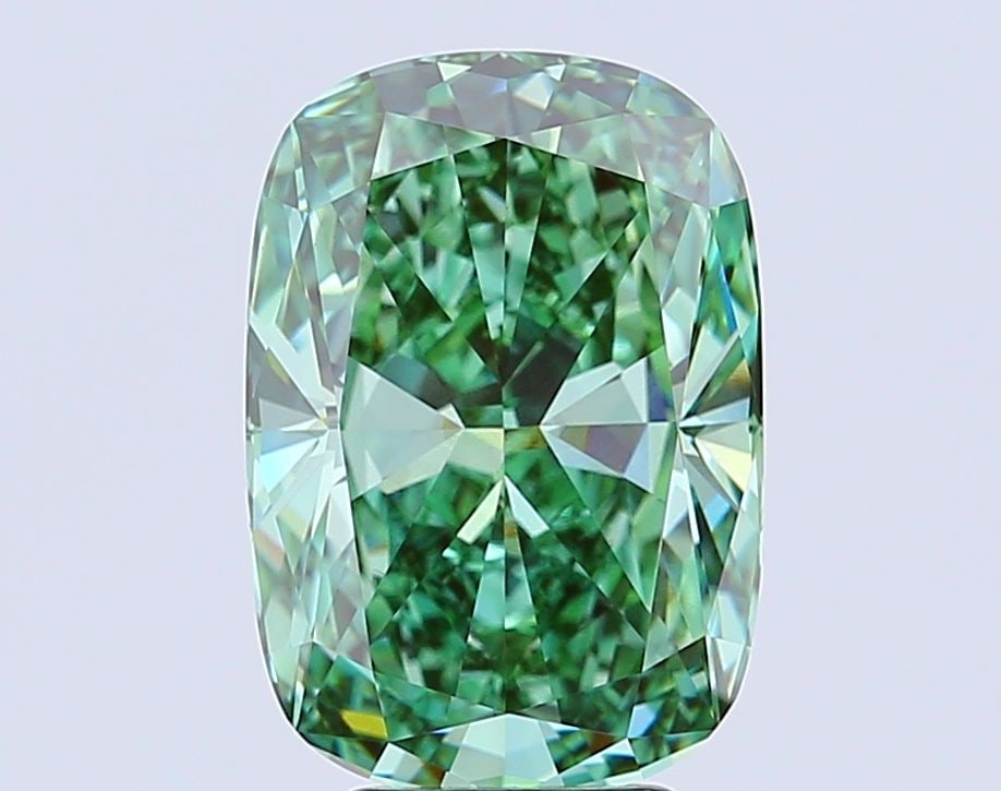 Loose Diamond - CUSHION MODIFIED 7.63ct Fancy Vivid Green VS1: Loose Diamond - CUSHION MODIFIED 7.63ct Fancy Vivid Green VS1 Source: This is a real non-mined Diamond that has been grown in a lab Shape: CUSHION MODIFIED Carats: 7.63 Color: Fancy Vivid Green Certif