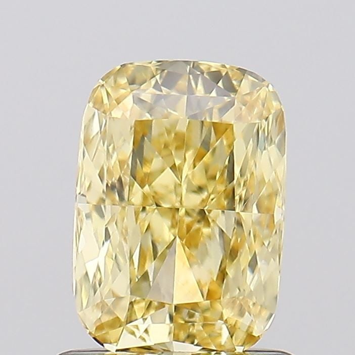 Loose Diamond - CUSHION MODIFIED 1.02ct Fancy Intense Yellow VVS2: Loose Diamond - CUSHION MODIFIED 1.02ct Fancy Intense Yellow VVS2 Source: This is a real non-mined Diamond that has been grown in a lab Shape: CUSHION MODIFIED Carats: 1.02 Color: Fancy Intense Yellow