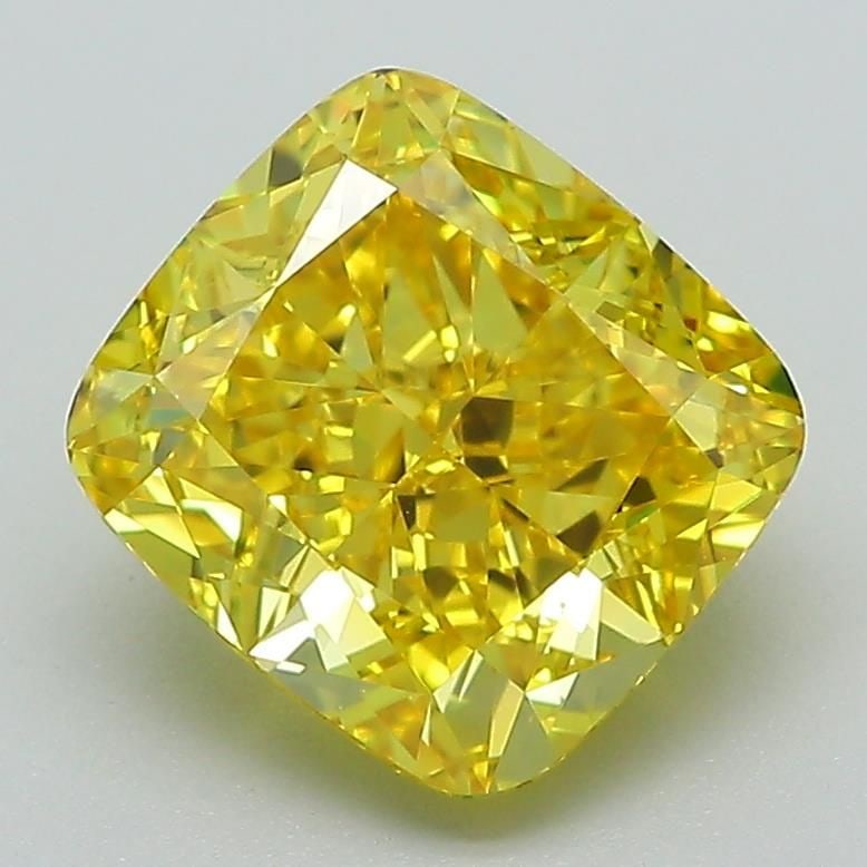 Loose Diamond - CUSHION MODIFIED 2.77ct Fancy Vivid Yellow VVS2: Loose Diamond - CUSHION MODIFIED 2.77ct Fancy Vivid Yellow VVS2 Source: This is a real non-mined Diamond that has been grown in a lab Shape: CUSHION MODIFIED Carats: 2.77 Color: Fancy Vivid Yellow Cer
