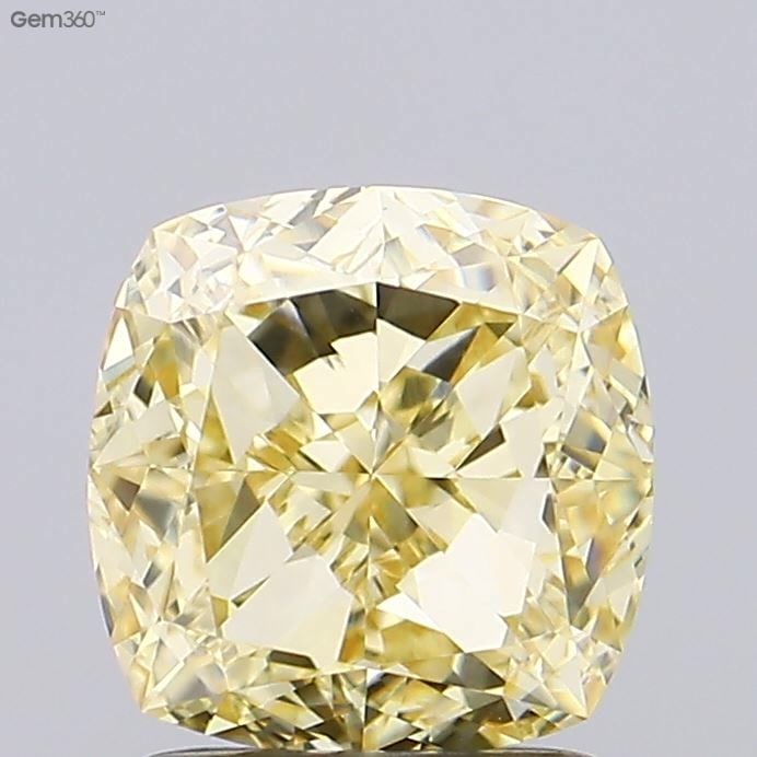 Loose Diamond - CUSHION MODIFIED 2.04ct Fancy Yellow VVS2: Loose Diamond - CUSHION MODIFIED 2.04ct Fancy Yellow VVS2 Source: This is a real non-mined Diamond that has been grown in a lab Shape: CUSHION MODIFIED Carats: 2.04 Color: Fancy Yellow Certification: 