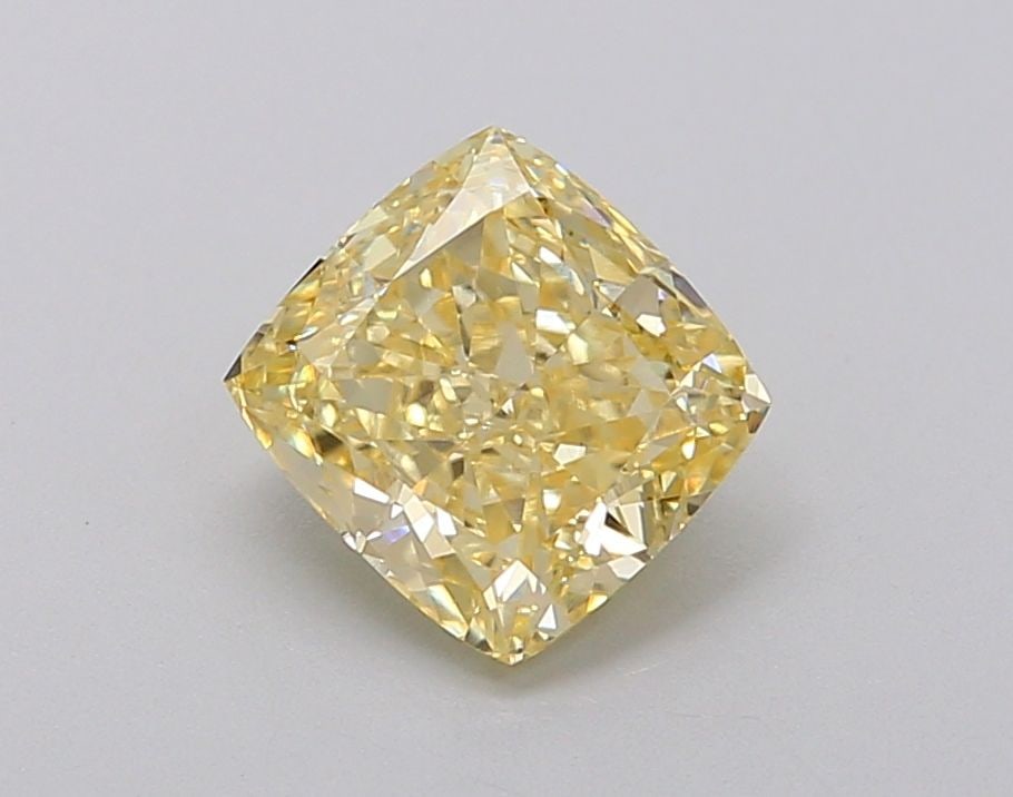 Loose Diamond - CUSHION BRILLIANT 1.2ct Fancy Intense Yellow VS1: Loose Diamond - CUSHION BRILLIANT 1.2ct Fancy Intense Yellow VS1 Source: This is a real non-mined Diamond that has been grown in a lab Shape: CUSHION BRILLIANT Carats: 1.2 Color: Fancy Intense Yellow 