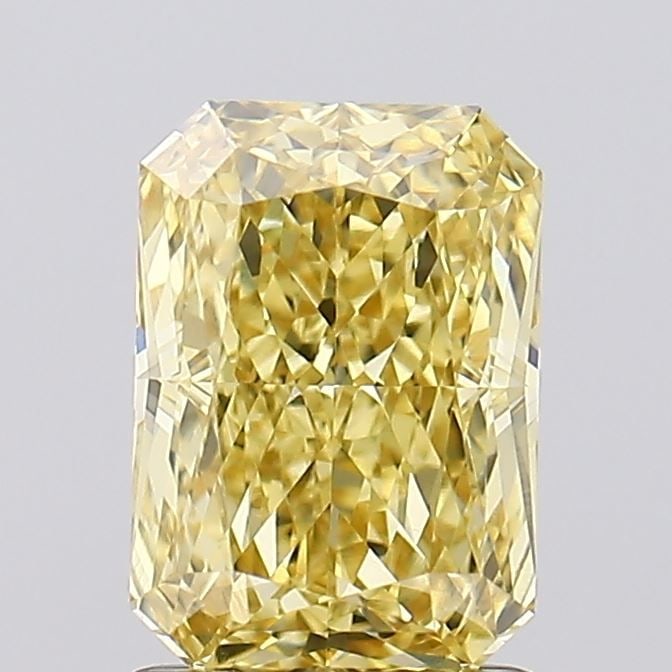 Loose Diamond - RADIANT 1.58ct Fancy Intense Yellow VVS2: Loose Diamond - RADIANT 1.58ct Fancy Intense Yellow VVS2 Source: This is a real non-mined Diamond that has been grown in a lab Shape: RADIANT Carats: 1.58 Color: Fancy Intense Yellow Certification: IG