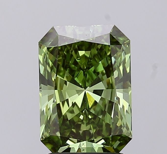 Loose Diamond - RADIANT 2.01ct Fancy Vivid Green VS1: Loose Diamond - RADIANT 2.01ct Fancy Vivid Green VS1 Source: This is a real non-mined Diamond that has been grown in a lab Shape: RADIANT Carats: 2.01 Color: Fancy Vivid Green Certification: IGI Video