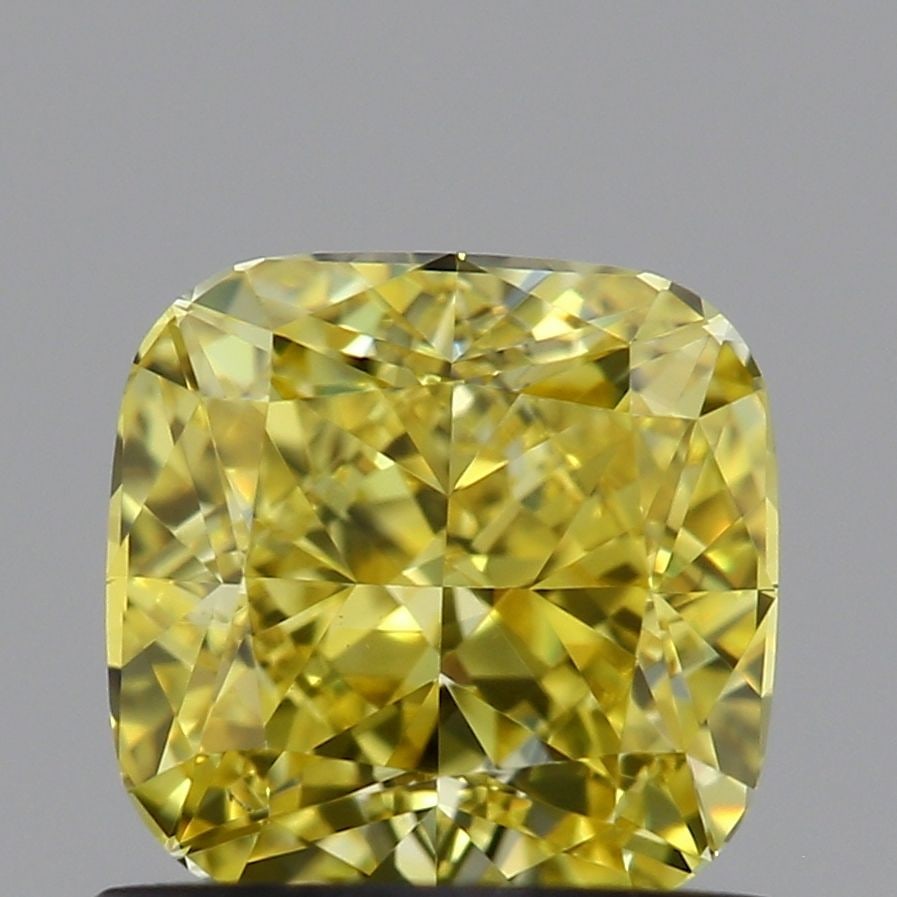 Loose Diamond - CUSHION MODIFIED 0.91ct Fancy Intense Yellow VS2: Loose Diamond - CUSHION MODIFIED 0.91ct Fancy Intense Yellow VS2 Source: This is a real non-mined Diamond that has been grown in a lab Shape: CUSHION MODIFIED Carats: 0.91 Color: Fancy Intense Yellow 