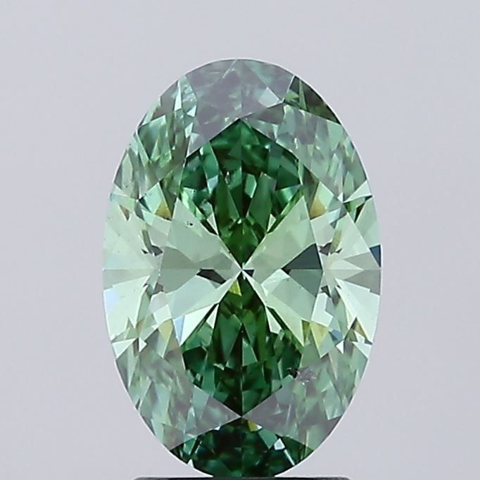 Loose Diamond - OVAL 2.02ct Fancy Vivid Green SI1: Loose Diamond - OVAL 2.02ct Fancy Vivid Green SI1 Source: This is a real non-mined Diamond that has been grown in a lab Shape: OVAL Carats: 2.02 Color: Fancy Vivid Green Certification: IGI Video: