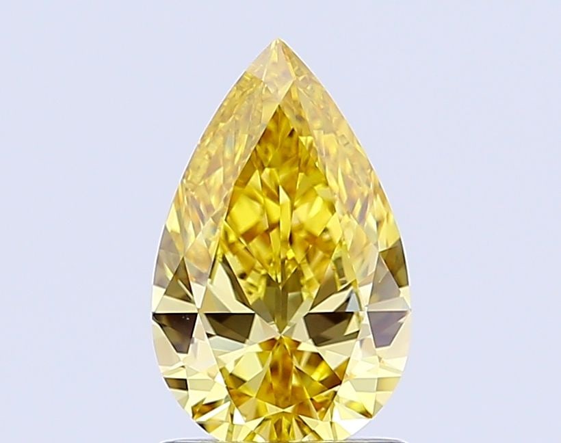 Loose Diamond - PEAR 1.57ct Fancy Intense Yellow VVS2: Loose Diamond - PEAR 1.57ct Fancy Intense Yellow VVS2 Source: This is a real non-mined Diamond that has been grown in a lab Shape: PEAR Carats: 1.57 Color: Fancy Intense Yellow Certification: IGI Vide