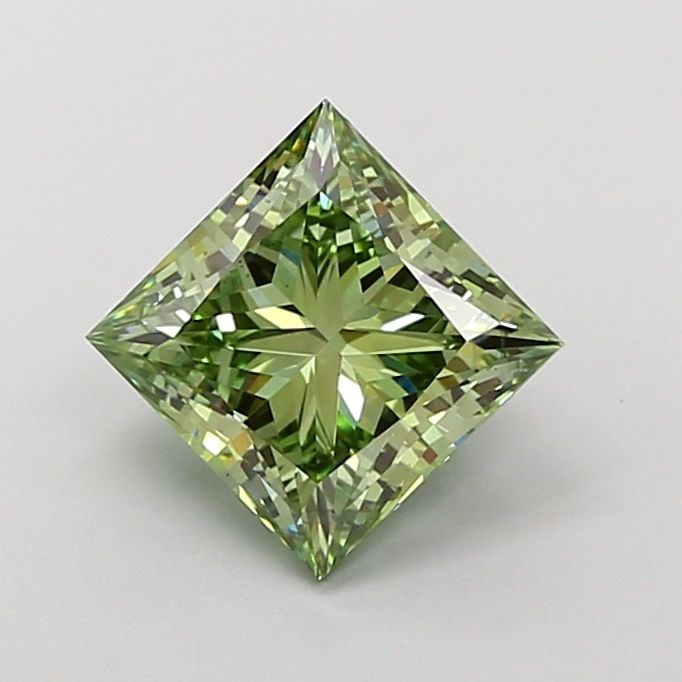 Loose Diamond - PRINCESS 2.02ct Fancy Vivid Green VS2: Loose Diamond - PRINCESS 2.02ct Fancy Vivid Green VS2 Source: This is a real non-mined Diamond that has been grown in a lab Shape: PRINCESS Carats: 2.02 Color: Fancy Vivid Green Certification: IGI Vid