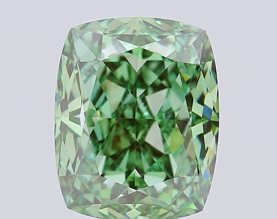 Loose Diamond - CUSHION MODIFIED 4.9ct Fancy Vivid Green VS1: Loose Diamond - CUSHION MODIFIED 4.9ct Fancy Vivid Green VS1 Source: This is a real non-mined Diamond that has been grown in a lab Shape: CUSHION MODIFIED Carats: 4.9 Color: Fancy Vivid Green Certific