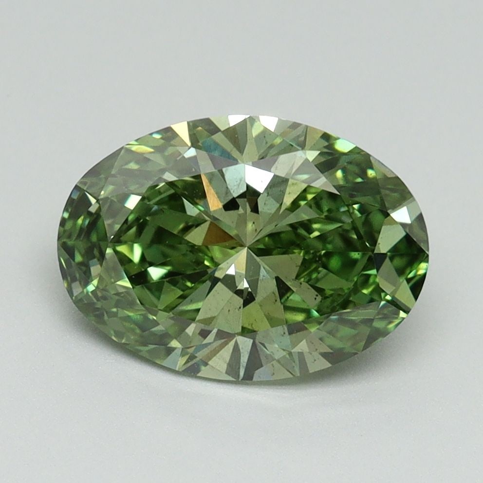 Loose Diamond - OVAL 2.03ct Fancy Vivid Green SI1: Loose Diamond - OVAL 2.03ct Fancy Vivid Green SI1 Source: This is a real non-mined Diamond that has been grown in a lab Shape: OVAL Carats: 2.03 Color: Fancy Vivid Green Certification: IGI Video:
