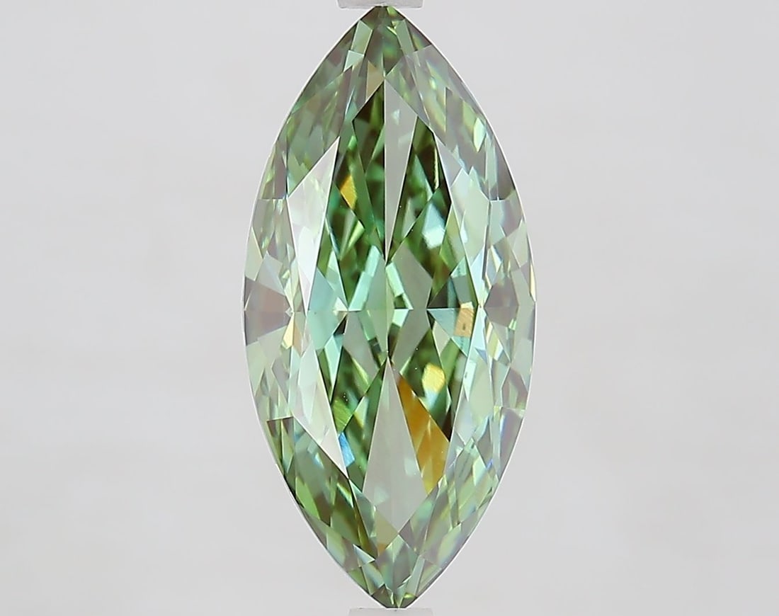 Loose Diamond - MARQUISE 4.03ct Fancy Vivid Green VVS2: Loose Diamond - MARQUISE 4.03ct Fancy Vivid Green VVS2 Source: This is a real non-mined Diamond that has been grown in a lab Shape: MARQUISE Carats: 4.03 Color: Fancy Vivid Green Certification: IGI Vi